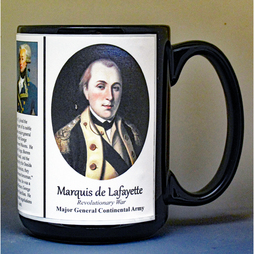 Marquis de Lafayette, American Revolutionary War biographical history mug.