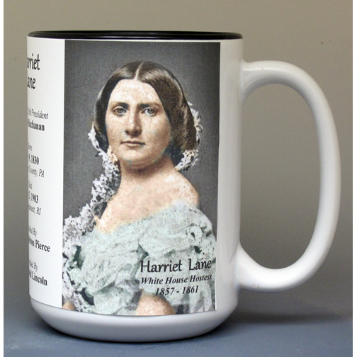 Harriet Lane, US White House Hostess biographical history mug.