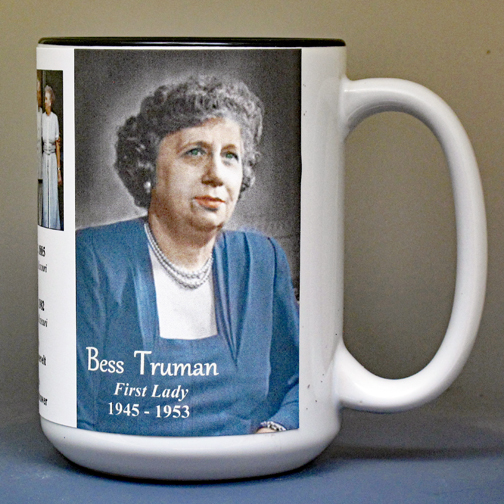 Bess Truman, US First Lady biographical history mug.