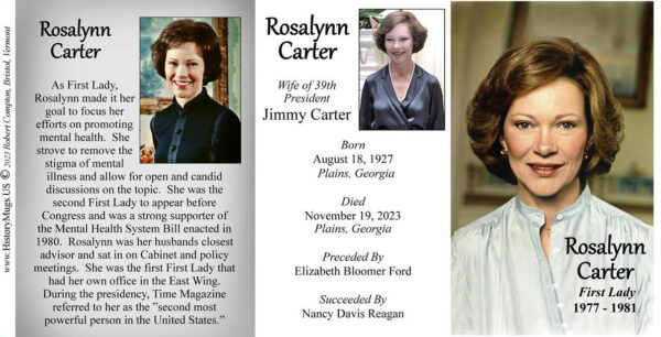 Rosalyn Carter, US First Lady biographical history mug tri-panel.