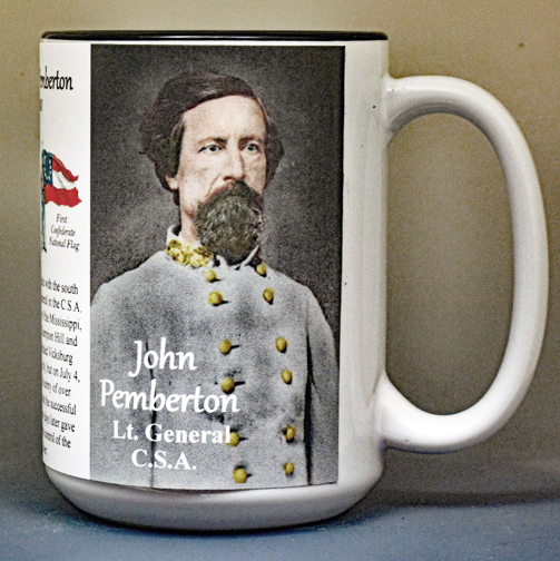 John Pemberton, Confederate Army, US Civil War biographical history mug.