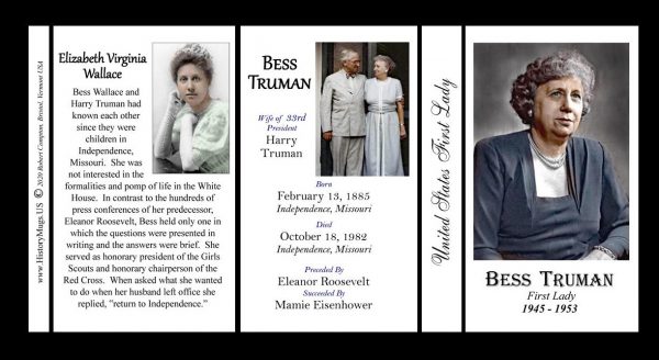Bess Truman First Lady history mug tri-panel.
