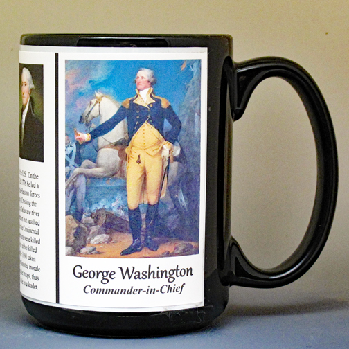 George Washington, American Revolutionary War biographical history mug.