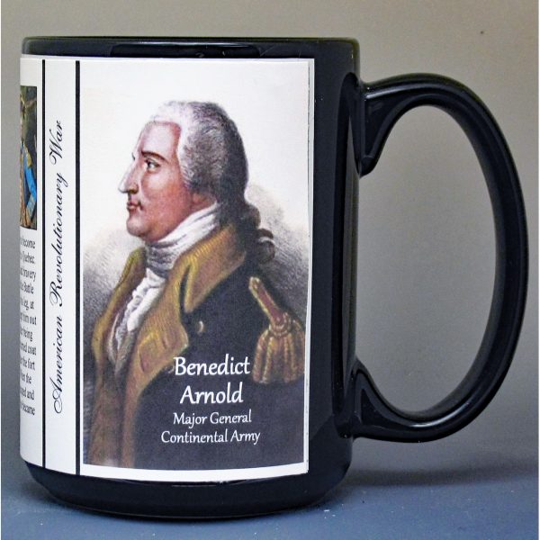 Benedict Arnold, Fort Ticonderoga biographical history mug.