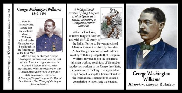 George Washington Williams, historian, lawyer, and author biographical history mug tri-panel.