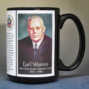 Earl Warren, 14th Chief Justice of the US Supreme Court biographical history mug.