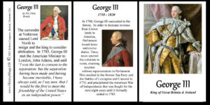 George III, British monarch, American Revolutionary War history mug tri-panel.