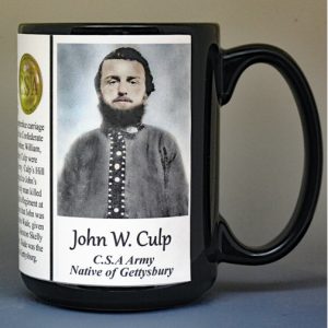 John Wesley Culp, US Civil War, Gettysburg, biographical history mug.