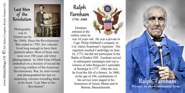Ralph Farnham, Continental Army biographical history mug tri-panel.