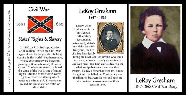 LeRoy Wiley Gresham, US Civil War biographical history mug tri-panel.