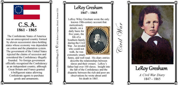 LeRoy Wiley Gresham, US Civil War biographical history mug tri-panel.
