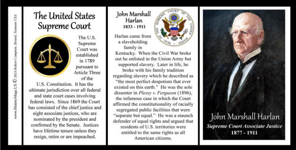 John Marshall Harlan, US Supreme Court Associate Justice biographical history mug tri-panel.