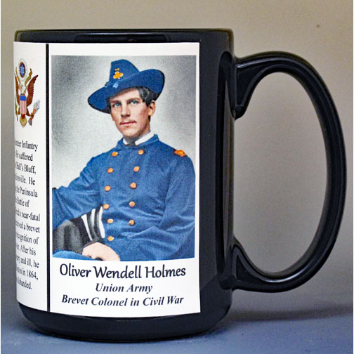 Oliver Wendell Holmes Jr, Union Army, US Civil War biographical history mug.