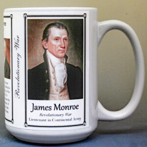 James Monroe, Revolutionary War biographical history mug.