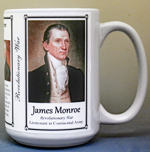 James Monroe, Revolutionary War biographical history mug.
