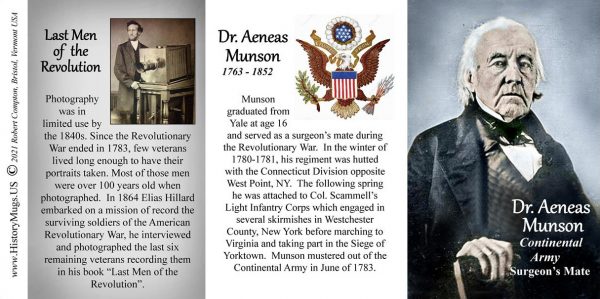 Aeneas Munson, American Revolutionary War biographical history mug tri-panel.