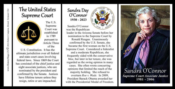 Sandra Day O’Connor, US Supreme Court Associate Justice biographical history mug tri-panel.