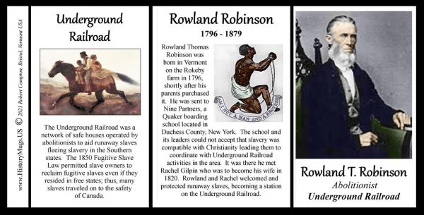 Rowland Thomas Robinson, abolitionist biographical history mug tri-panel.