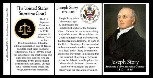 Joseph Story, US Supreme Court Associate Justice biographical history mug tri-panel.