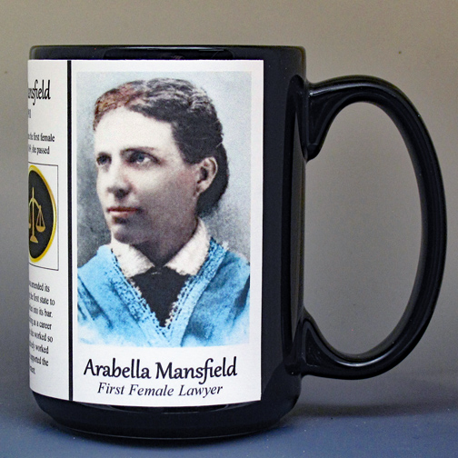 Arabella Mansfield, women's suffrage, biographical history mug.