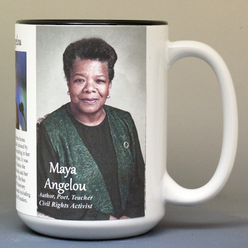Maya Angelou, American author biographical history mug.