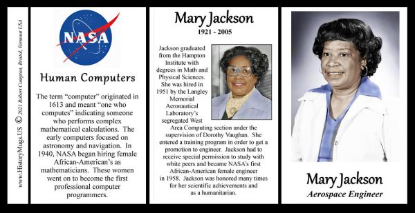 Mary Jackson, NASA aerospace engineer, biographical history mug tri-panel.