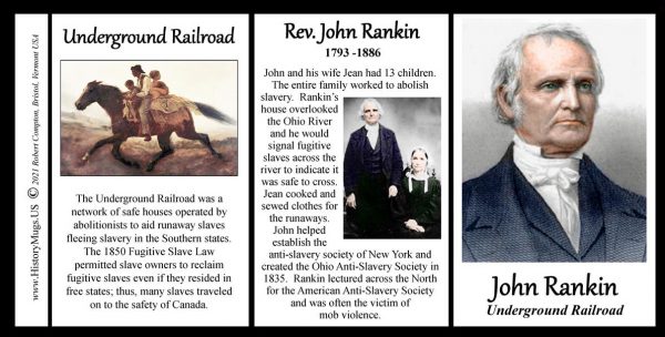 John Rankin, abolitionist biographical history mug tri-panel.