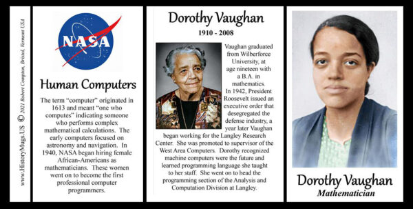 Dorothy Vaughan Science & Physics biographical history mug tri-panel.
