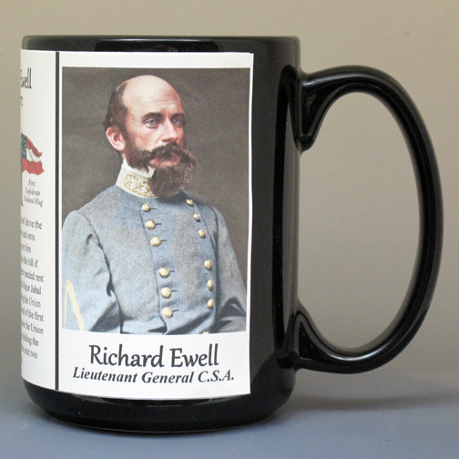 Richard Ewell, Civil War Confederate Army biographical history mug.