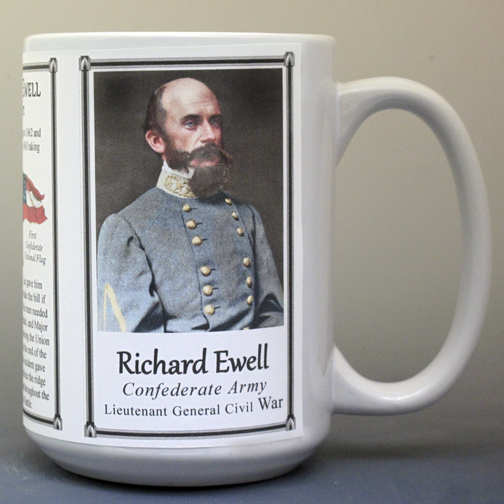 Richard Ewell, Civil War Confederate Army Gettysburg biographical history mug.