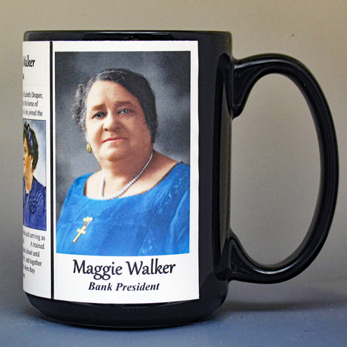 Maggie Lena Walker, Bank president, Civil Rights leader, biographical history mug.