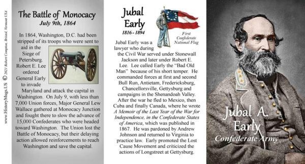 Jubal Early, Battle of Monocacy biographical history mug tri-panel.