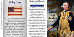 Baron von Steuben, Valley Forge biographical history mug tri-panel.