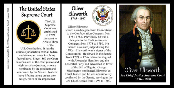 Oliver Ellsworth, Third Chief Justice of the US Supreme Court biographical history mug tri-panel.