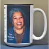 Toni Morrison, author biographical history mug.