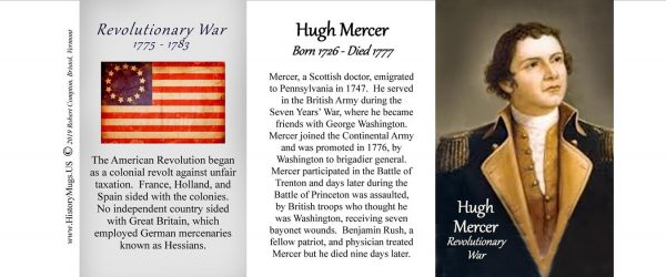 Hugh Mercer, Revolutionary War biographical history mug tri-panel.