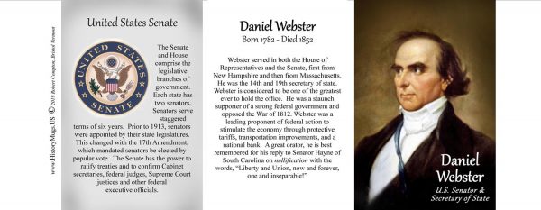 Daniel Webster US Senator biographical history mug tri-panel.