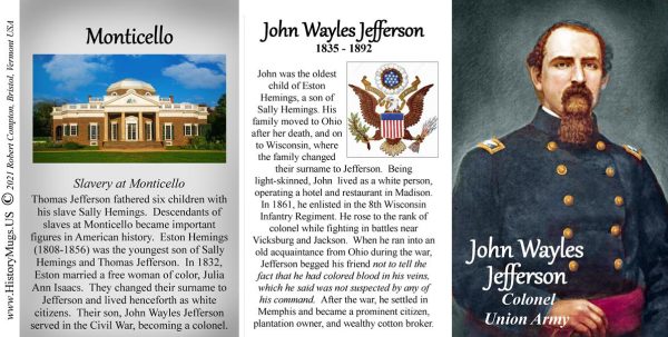 John Wayles Jefferson, descendent of Thomas Jefferson, biographical history mug tri-panel.