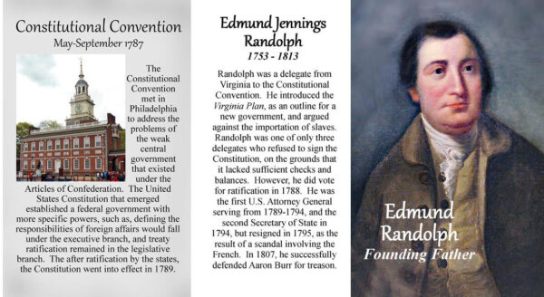 Edmund Randolph, Founding Father biographical history mug tri-panel.