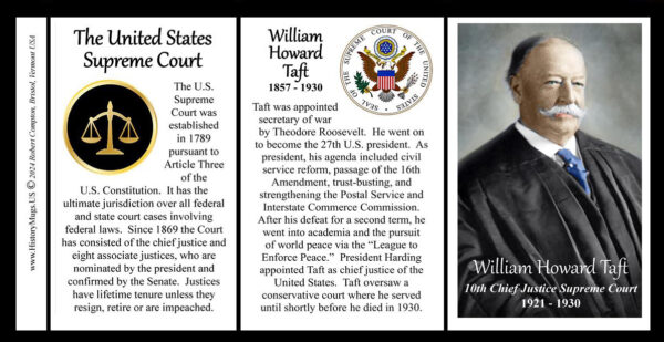 William Howard Taft, 10th Chief Justice of the US Supreme Court biographical history mug tri-panel.