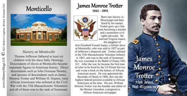 James Monroe Trotter, 55th Massachusetts Vol. Regiment biographical history mug tri-panel.