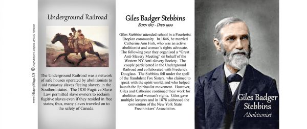 Giles Badger Stebbins, abolitionist history mug tri-panel.