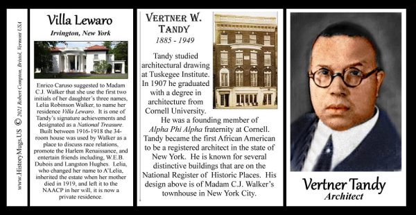 Vertner Woodson Tandy, architect, biographical history mug tri-panel.
