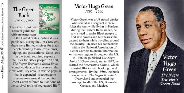 Victor Hugo Green, author of The Green Book, biographical history mug tri-panel.