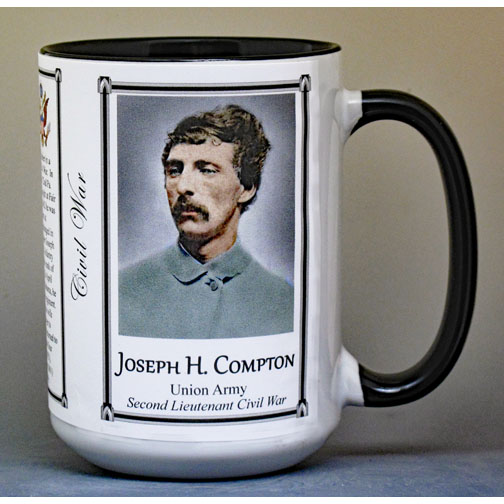 Joseph H. Compton, Family History mug sample of "Black-lined Deco with Back Handle" style mug.