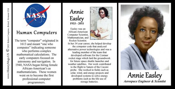Annie Easley, aerospace engineer & scientist biographical history mug tri-panel.
