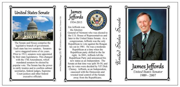 James Jeffords, US Senator history mug tri-panel.