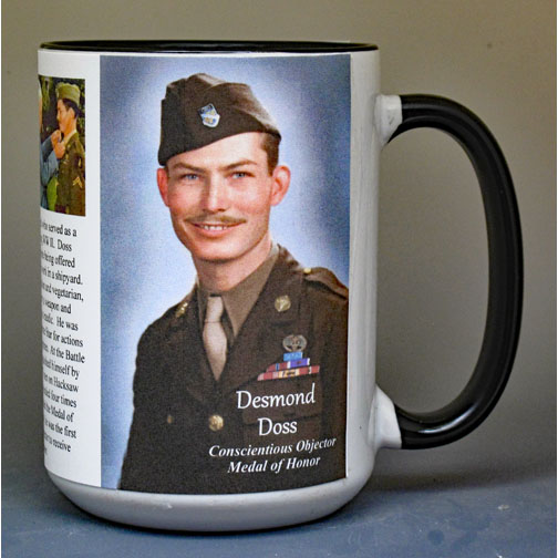 Desmond Doss, Medal of Honor recipient biographical history mug.
