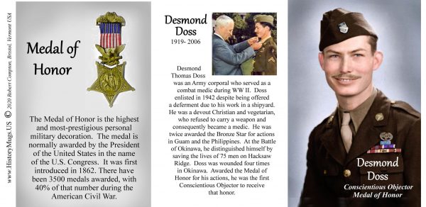 Desmond Doss, Medal of Honor recipient history mug tri-panel.