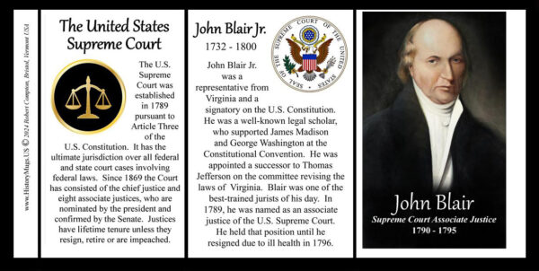 John Blair, US Supreme Court Associate Justice biographical history mug tri-panel.